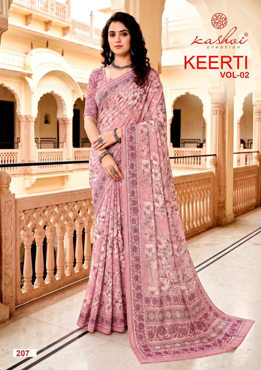 KEERTI VOL 02 By KASHVI CREATION 201 To 208 Series Indian Traditional Wear DULL MOSS VISCOSE sarees At Wholesale Price